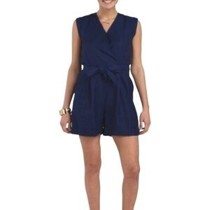 Theory Navy Blue V Neckline Belted Romper US 2